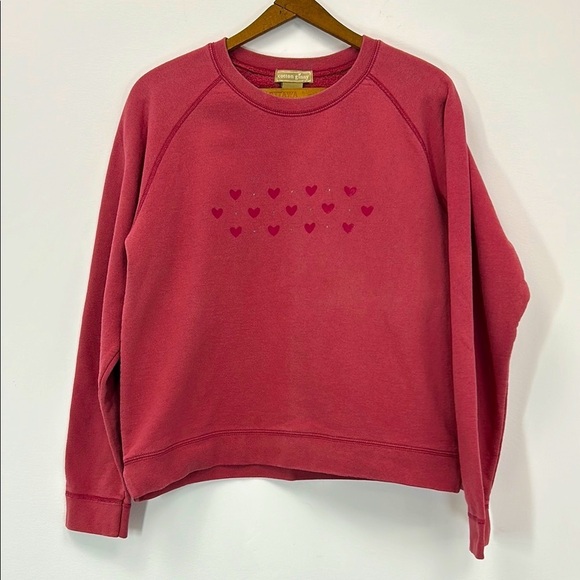 Cotton Ginny Heart Crew Neck Women's Medium Valentine's Day Love Sparkle Pink - Picture 1 of 6